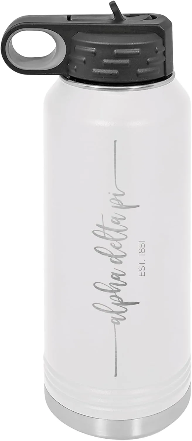 Go Greek Chic Alpha Delta Pi Script Est. 1851 Water Bottle