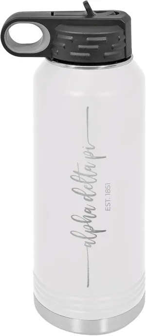 Go Greek Chic Alpha Delta Pi Script Est. 1851 Water Bottle