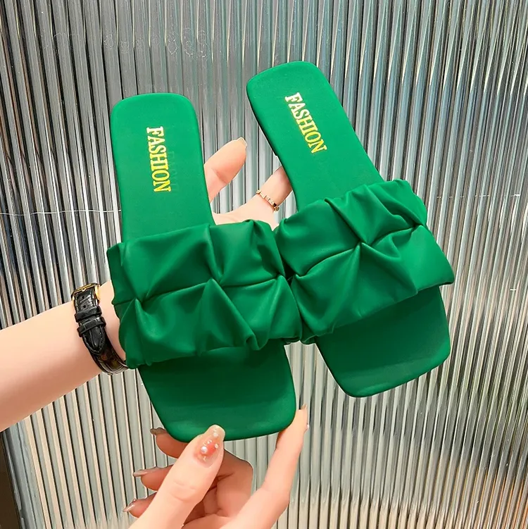 Green Flat Flip Flop Style Sandal