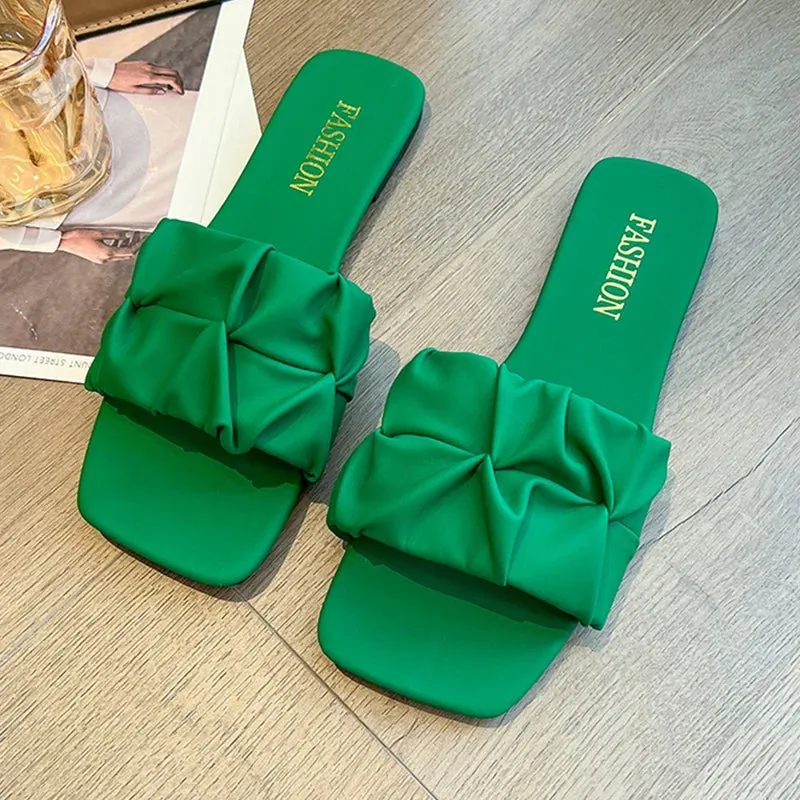Green Flat Flip Flop Style Sandal