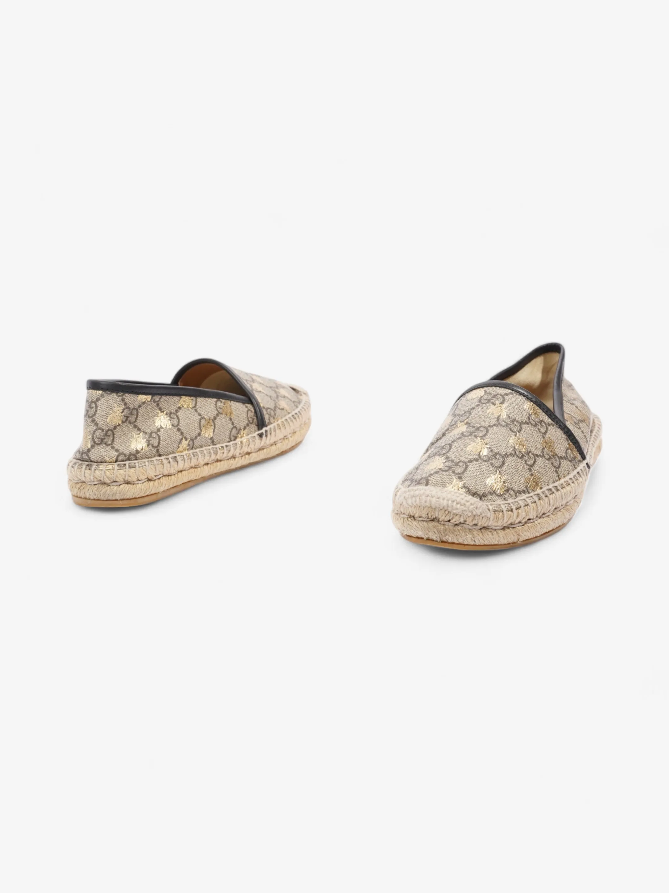 Gucci GG Bee Espadrille GG Supreme / Gold Canvas EU 36.5 UK 3.5