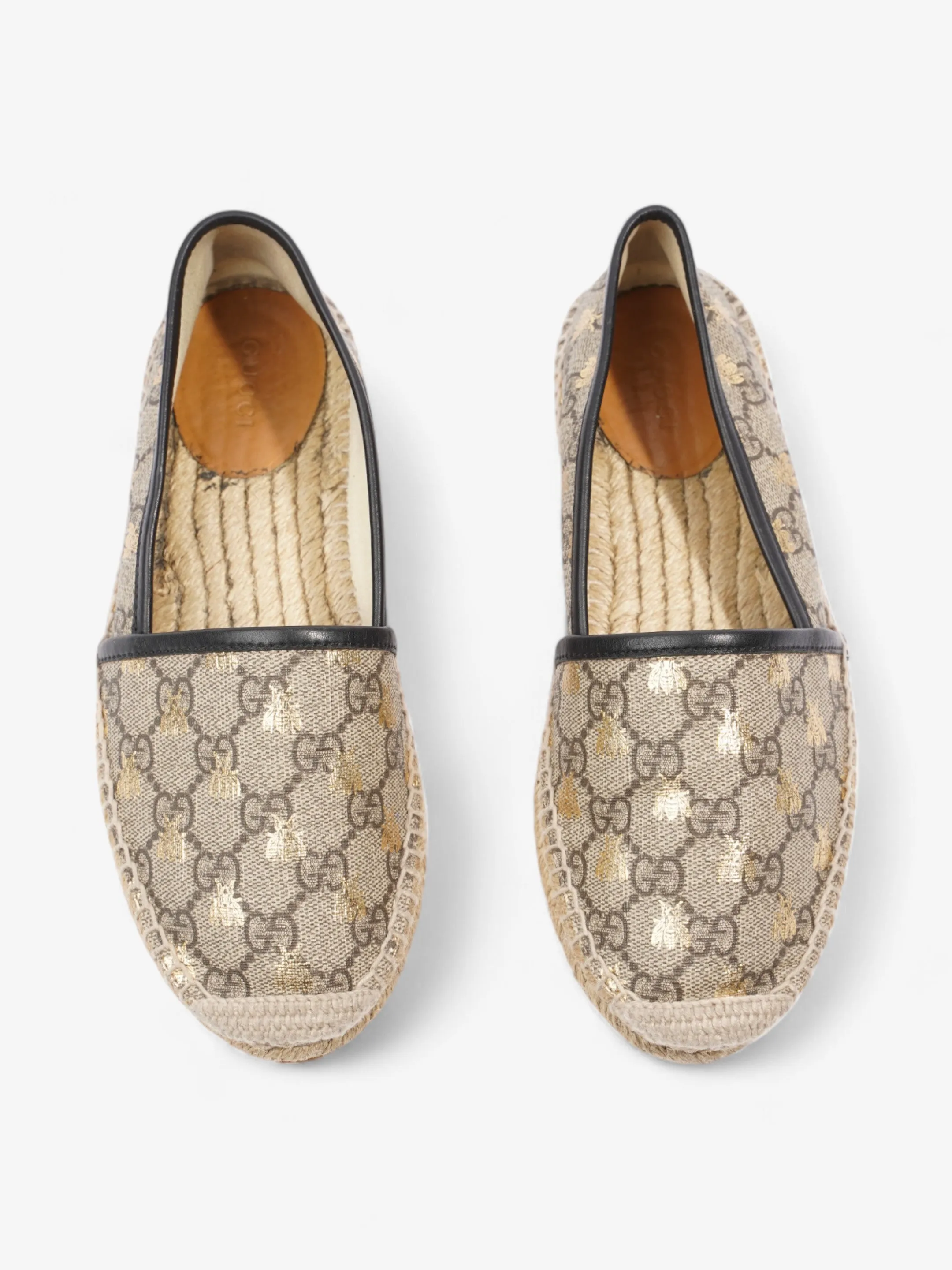 Gucci GG Bee Espadrille GG Supreme / Gold Canvas EU 36.5 UK 3.5