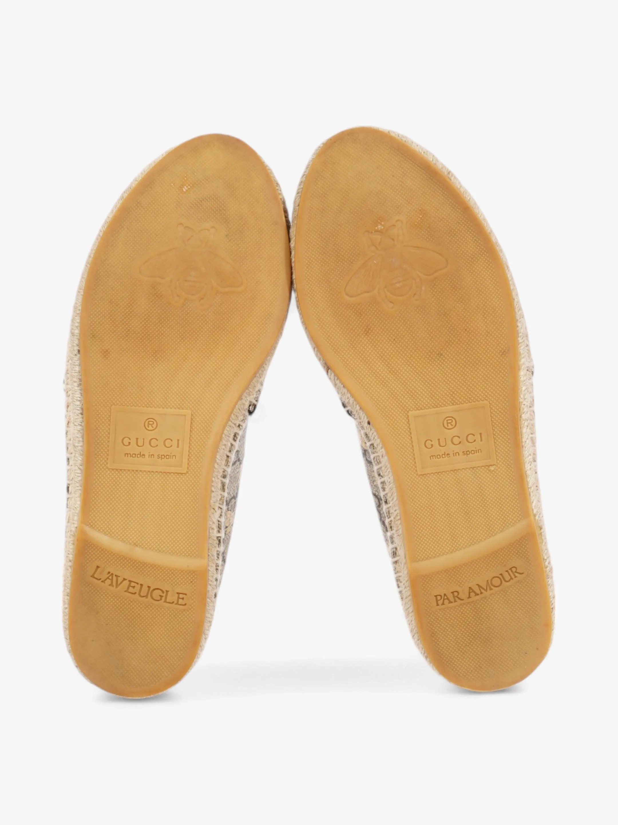 Gucci GG Bee Espadrille GG Supreme / Gold Canvas EU 36.5 UK 3.5