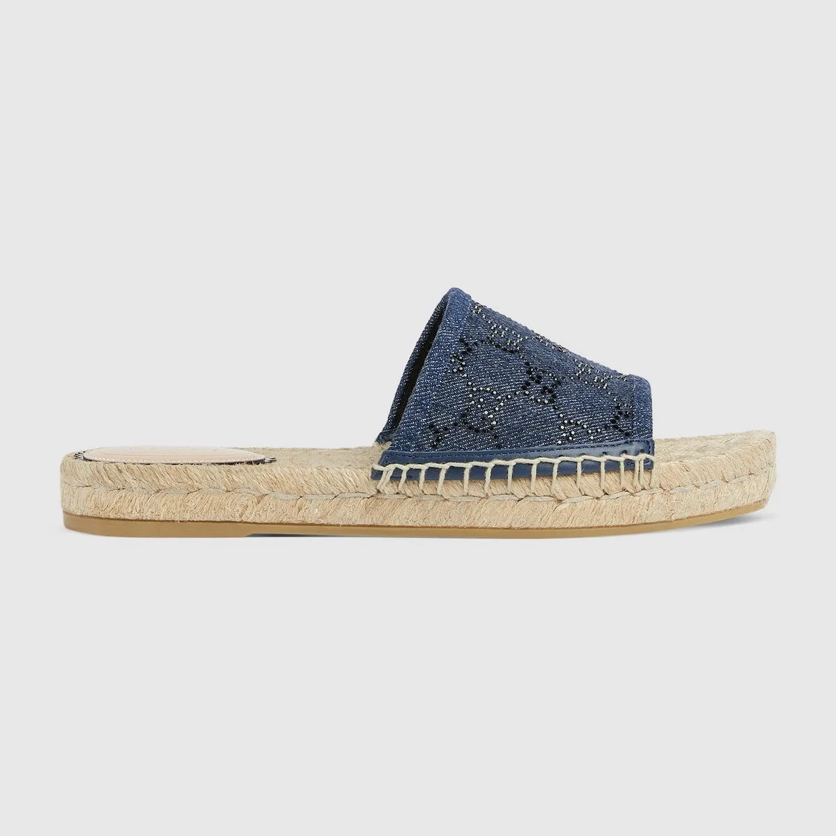 Gucci GG Crystals Espadrille Slide Sandals