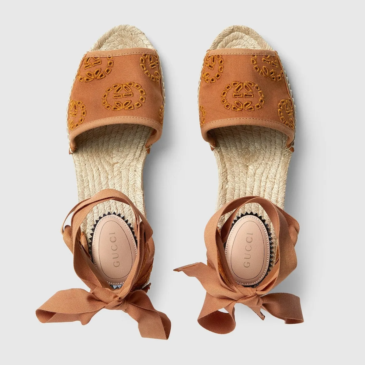 Gucci Interlocking G Canvas Espadrille Platforms