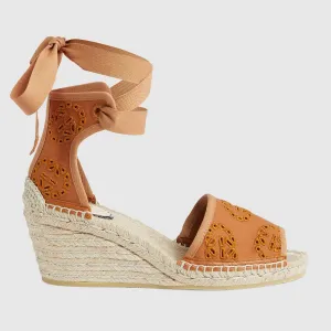 Gucci Interlocking G Canvas Espadrille Platforms