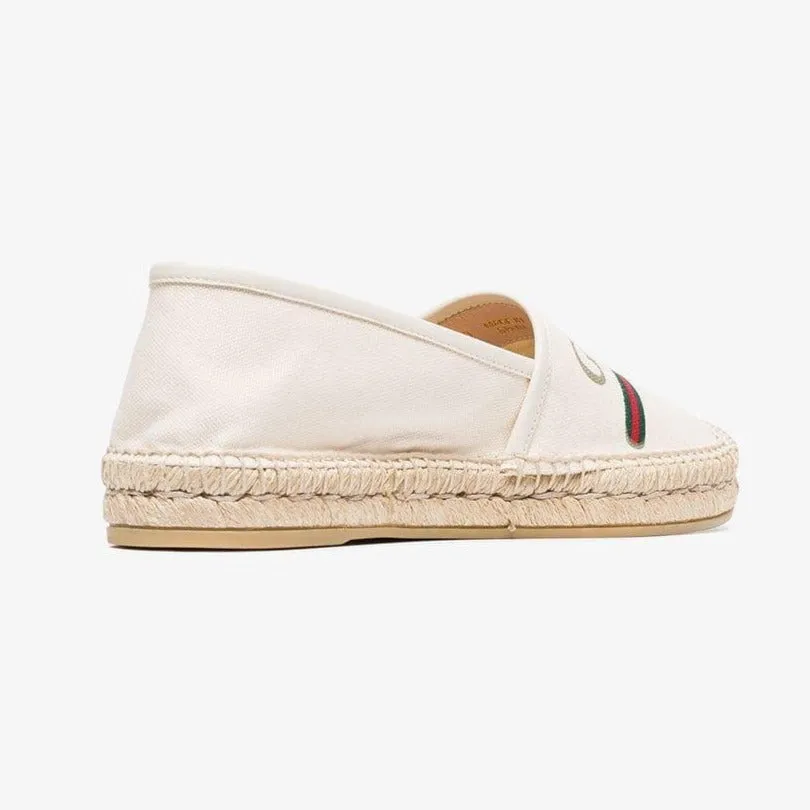 Gucci Printed Canvas Espadrille Flats in White