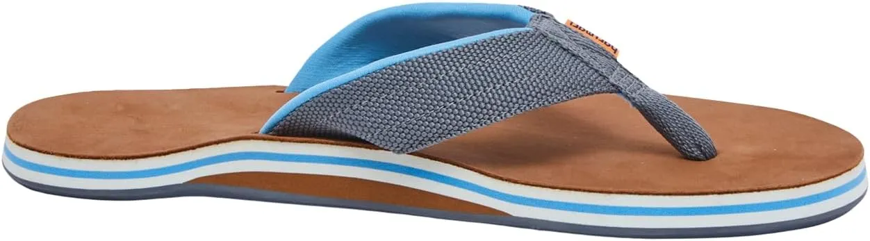 Hari Mari- Scouts- Men’s Nubuck Leather Flip Flops With Nylon Webbing Strap- No Break Ins, Firm Arch Support, and Beveled Edge to Reduce Tripping