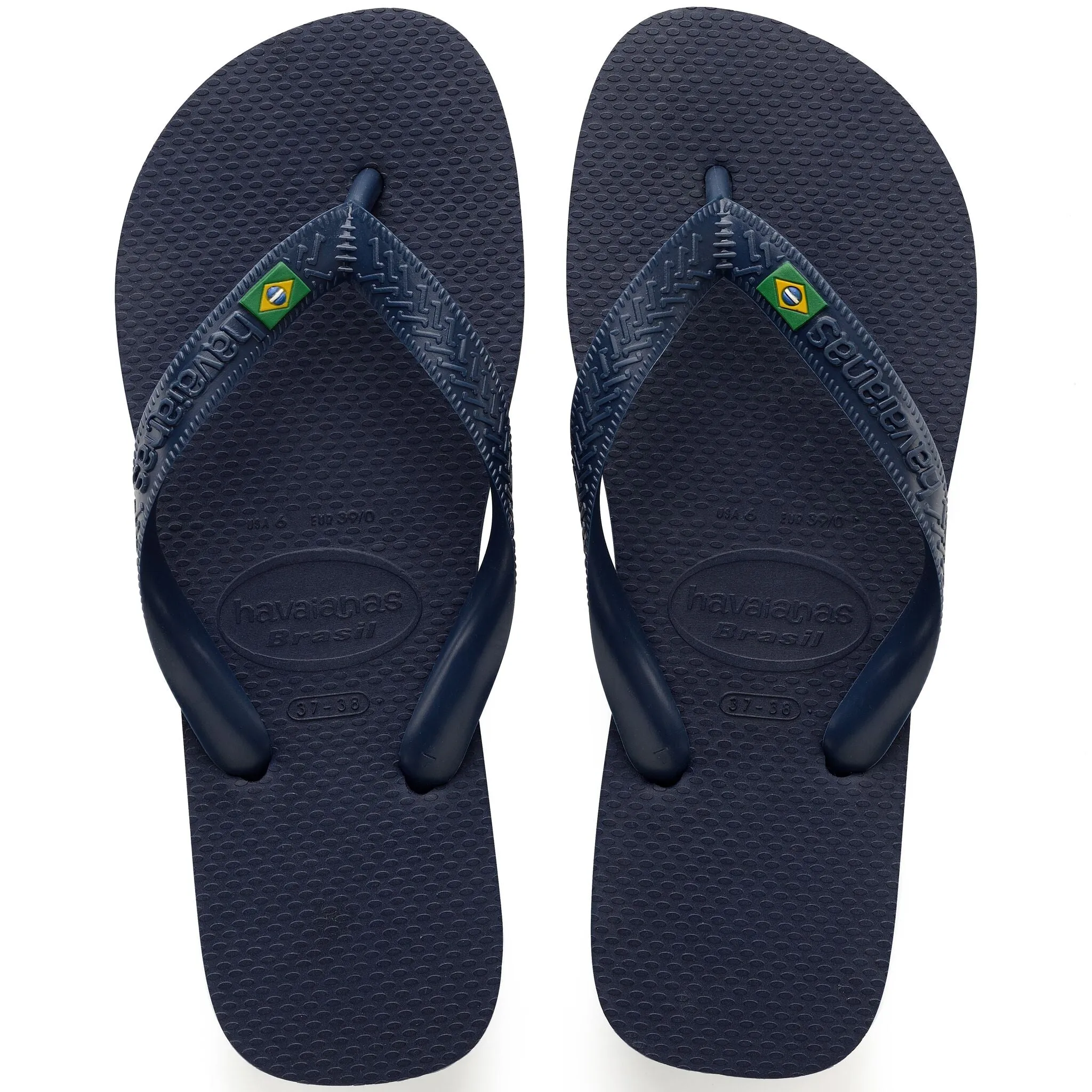 Havaianas Brasil Logo Mens Flip Flops - Navy Blue