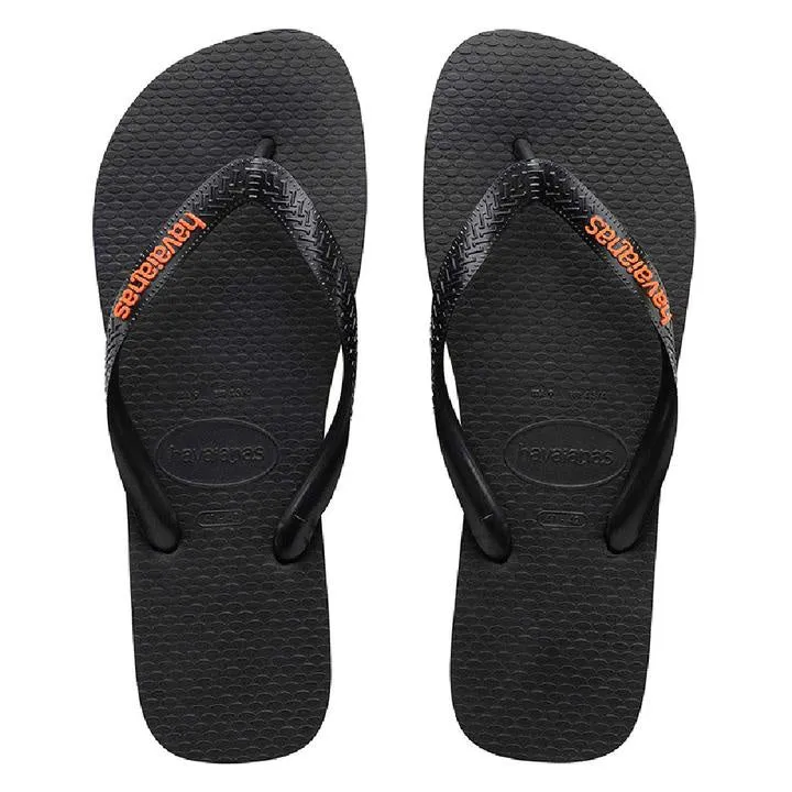 HAVAIANAS LOGO FILETE - BLACK.BLACK.BEGONIA ORANGE