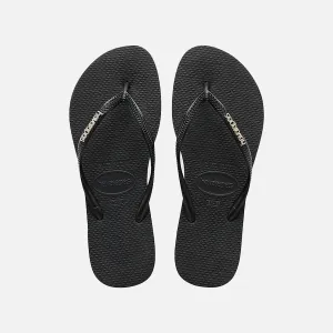 Havaianas Slim Logo Metallic - Black/Silver