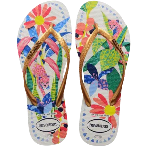 HAVAIANAS SLIM TROPICAL - WHITE.BLUE