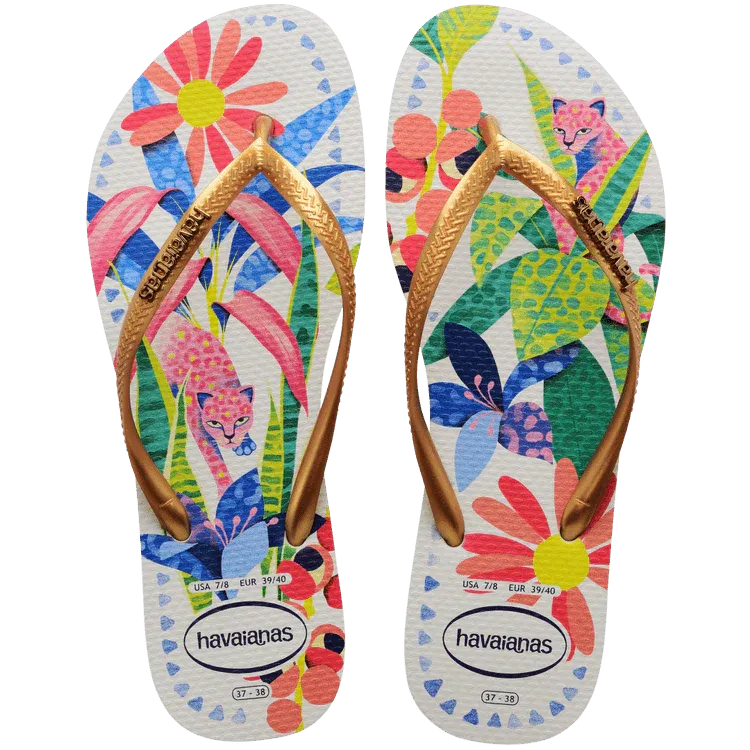 HAVAIANAS SLIM TROPICAL - WHITE.BLUE