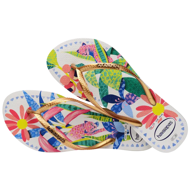 HAVAIANAS SLIM TROPICAL - WHITE.BLUE