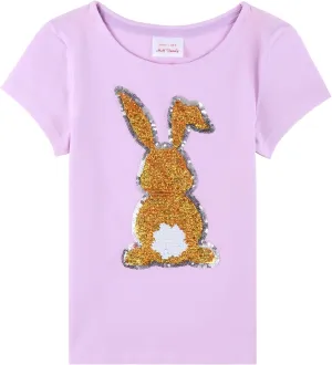 HH Family Easter Shirts for Girls Kids Easter Gift Bunny Flip Sequin T-Shirt Clothing 3-12 Years