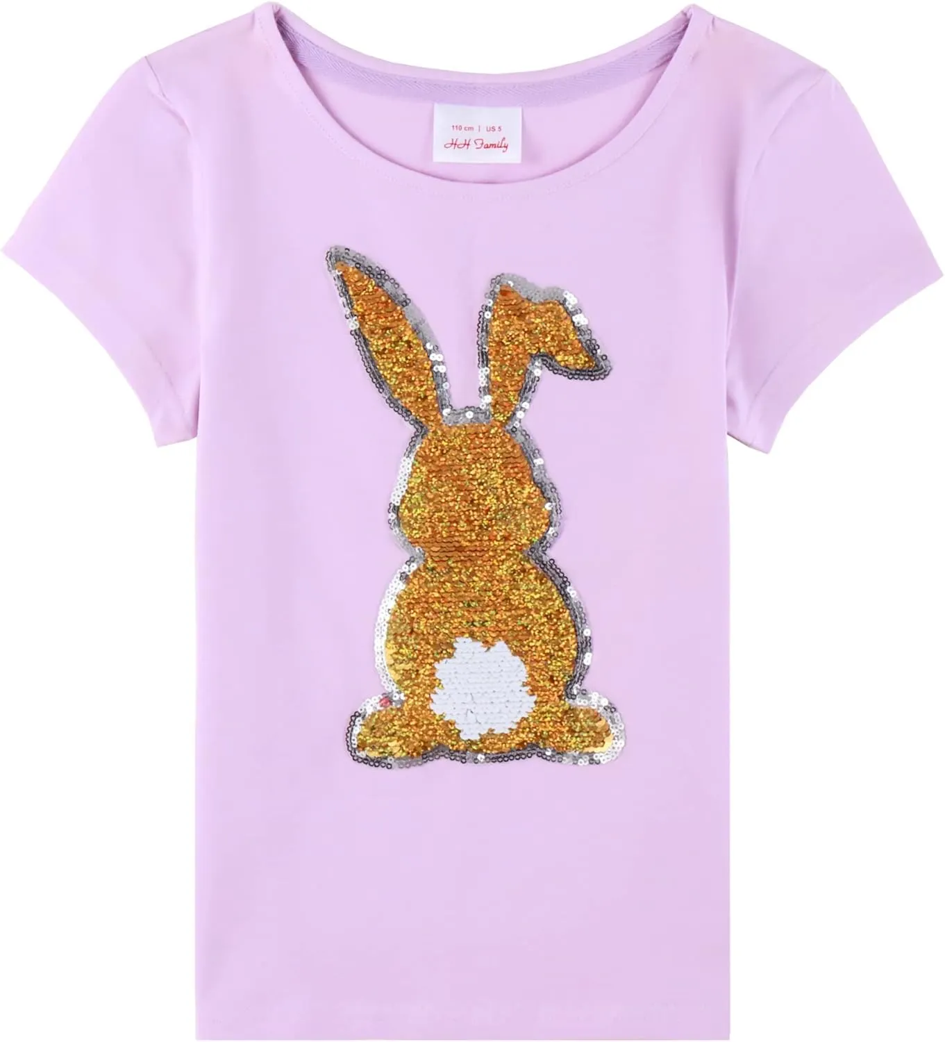 HH Family Easter Shirts for Girls Kids Easter Gift Bunny Flip Sequin T-Shirt Clothing 3-12 Years