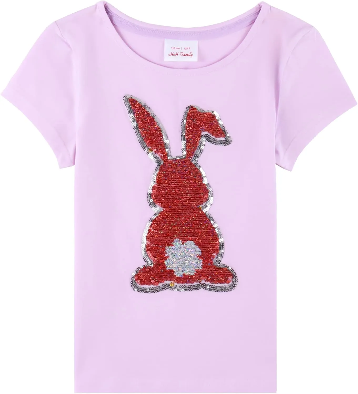 HH Family Easter Shirts for Girls Kids Easter Gift Bunny Flip Sequin T-Shirt Clothing 3-12 Years
