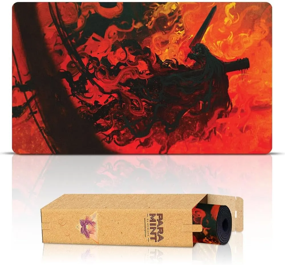in Flames (Stitched) - MTG Playmat - Compatible with Magic The Gathering Playmat - Play MTG, YuGiOh, TCG - Original Play Mat Art Designs & Accessories