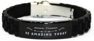 Inspirational Bracelets, Be amazing today, Birthday Gifts to Animal Trainer, Engraved Stainless Steel Gifts