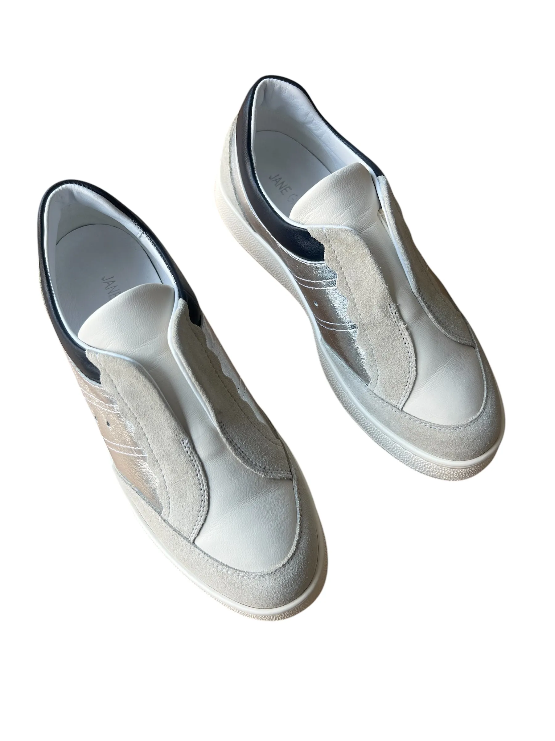 Jane Galland Trainers Mathilde Silver Leather Laceless
