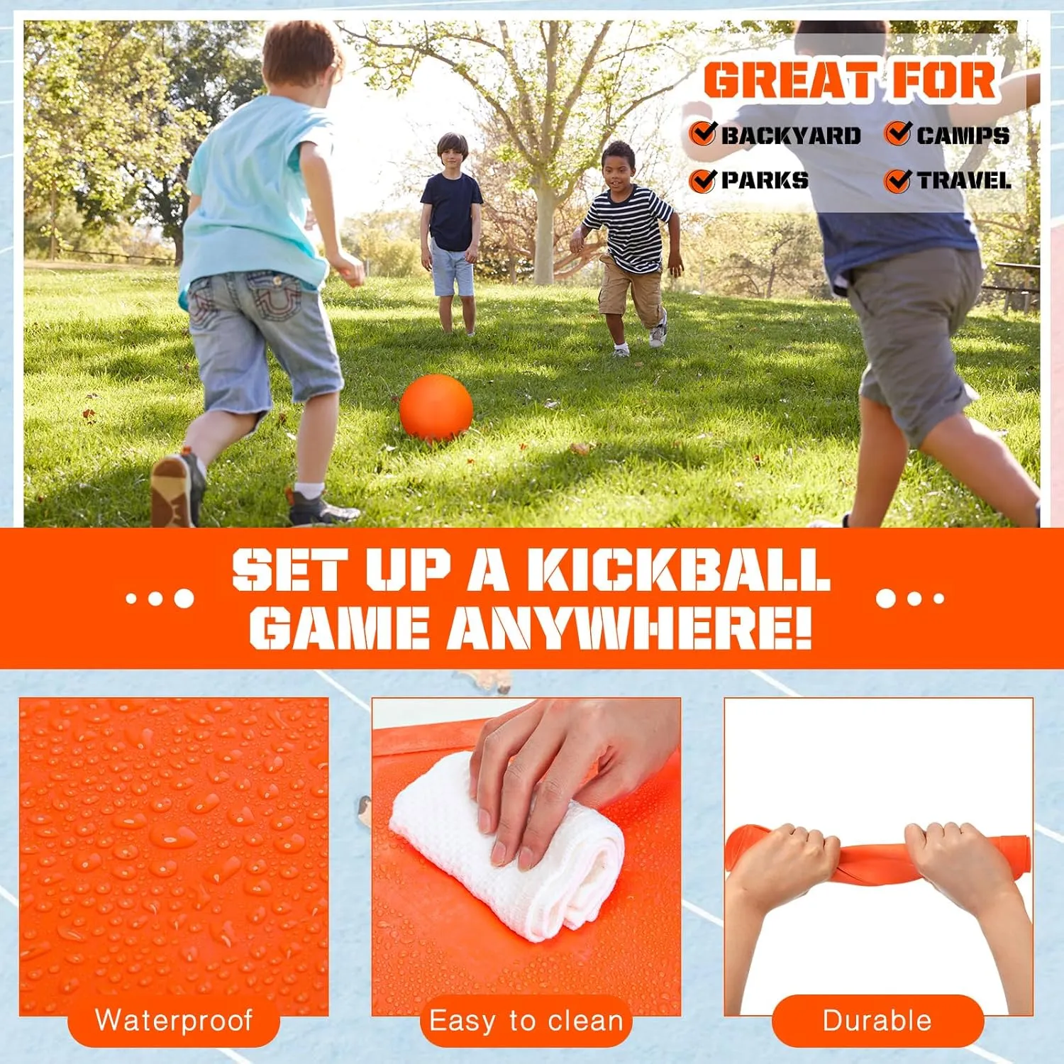 Jenaai 9 Pcs Sports Kickball Set Include 2 Pieces Kickball 5 Pieces Bases Flip Scoreboard and Pump for Boys and Girls Basketball Football Baseball Tennis Games