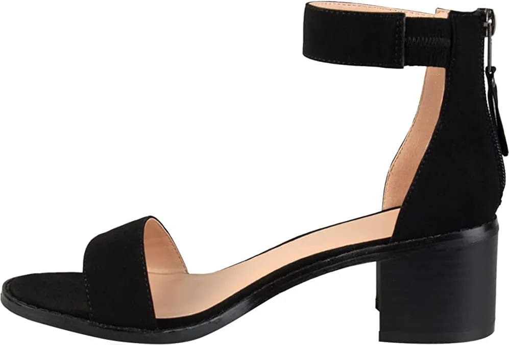 Journee Collection Women's Heeled Sandals, Black, 6.5