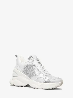 Katrina Sequined Mixed-Media Trainer