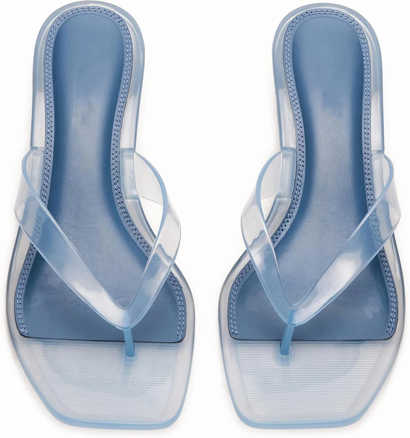 Kitten Heels for Women Clear Flip Flops Summer Heeled Sandals Low Heels Thong Strap Party Dress Beach Walking Vacation Shoes