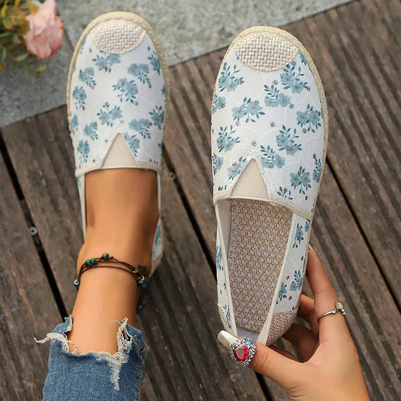 LBSFY  -  Flowers Print Loafers Shoes Women Autumn Slip-On Breathable Canvas Espadrille Shoes Woman Comfort Non-Slip Casual Flats Female