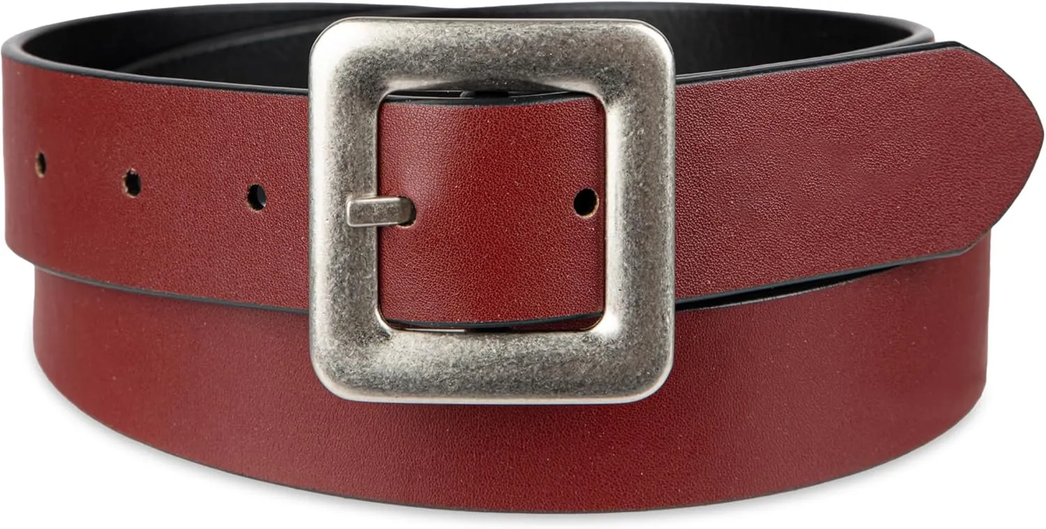Levi's Women's Two-in-one Reversible Square Statement Buckle Casual Belt
