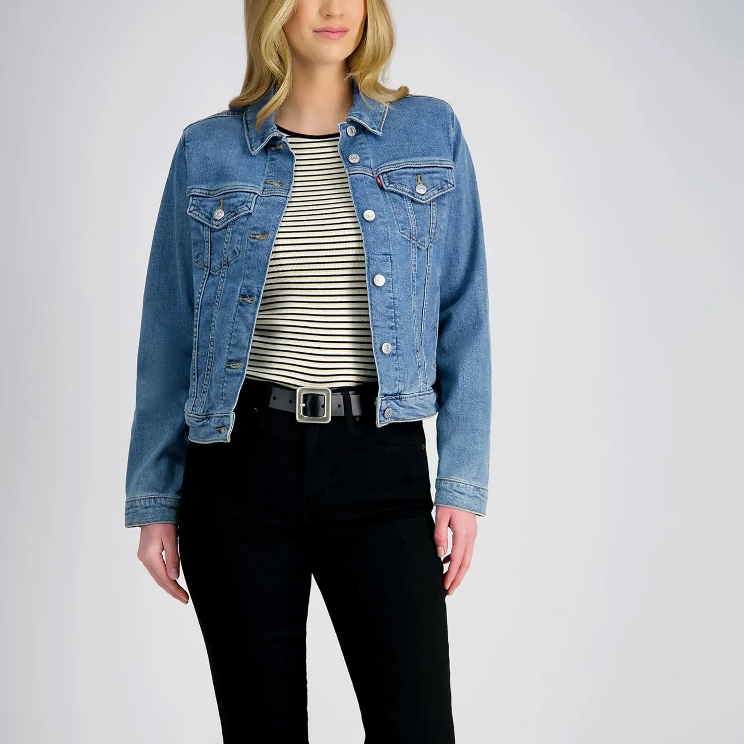 Levi's Women's Two-in-one Reversible Square Statement Buckle Casual Belt