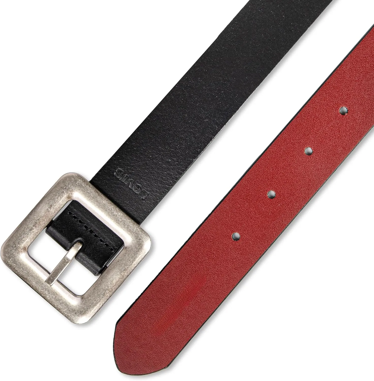 Levi's Women's Two-in-one Reversible Square Statement Buckle Casual Belt