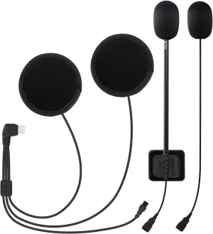 LEXIN Motorcycle Audio Set for Helmet Bluetooth Headset, 36mm Speakers, Type-C Connector, Button/Boom Mic, Fit for B4FM/GTX/G2P/G16/G1/MeshCom/Novus