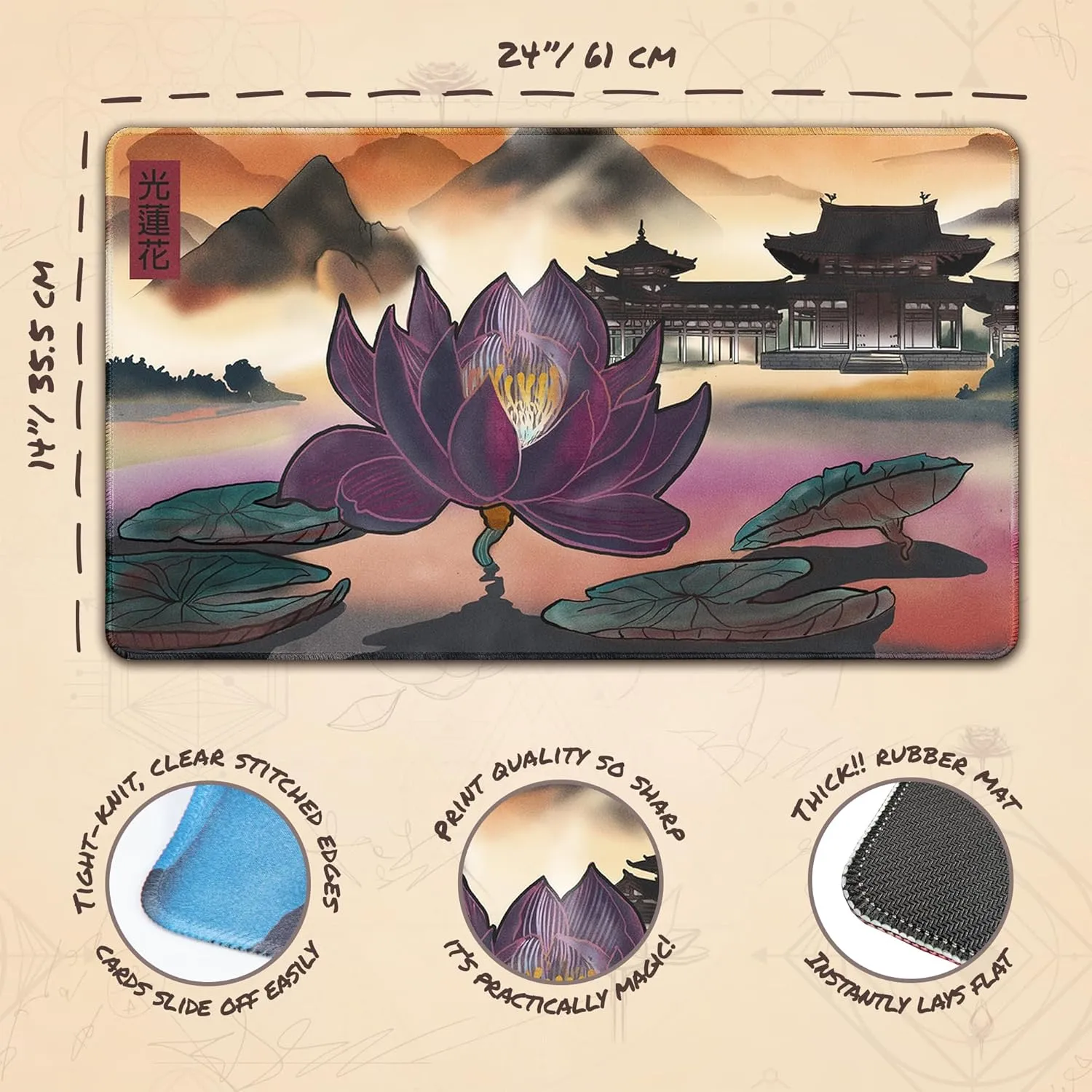 Light Lotus (Stitched) - MTG Playmat - Compatible with Magic The Gathering Playmat - Play MTG, YuGiOh, TCG - Original Play Mat Art Designs & Accessories
