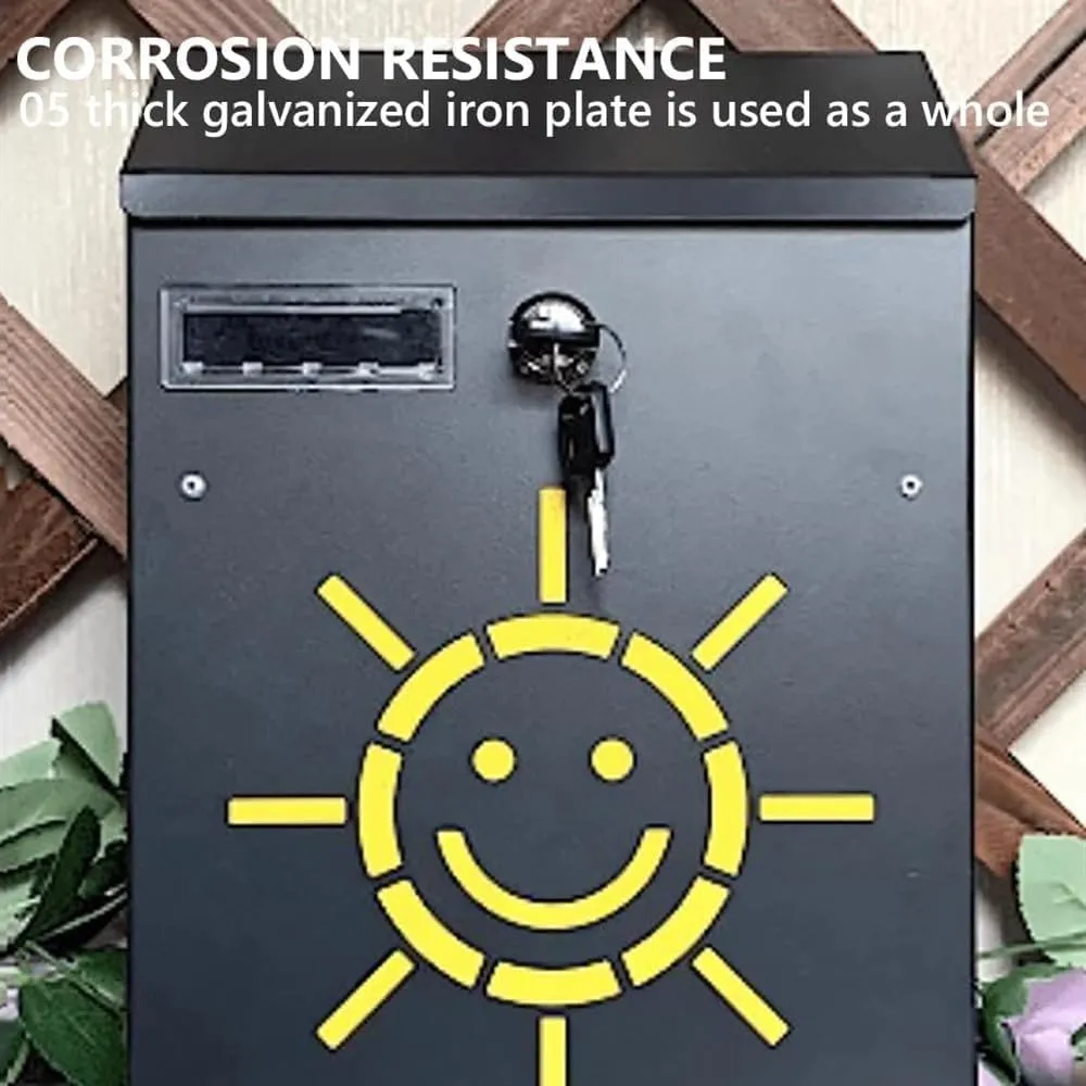 Lockable Outdoor Indoor Single-Family House Mail Manager, Cartoon Wall-Mounted Galvanized Iron Mail Box,Rainproof Dean's Suggestion Box-Suitable for Hospital and Kindergarten (Color : A)