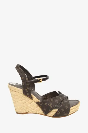 Louis Vuitton Brown Monogram Idylle Majorca Espadrille Sandals Size 39