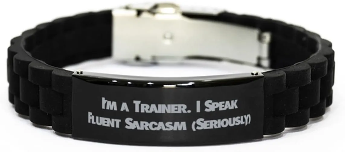 Love Trainer Gifts, I'm.), Funny Birthday Black Glidelock Clasp Bracelet Gifts Idea For Colleagues, Trainer Gifts From Colleagues, Gift for Men, Fitness Tracker, Smart Watch, Activity Monitor, Sports