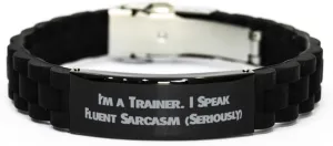 Love Trainer Gifts, I'm.), Funny Birthday Black Glidelock Clasp Bracelet Gifts Idea For Colleagues, Trainer Gifts From Colleagues, Gift for Men, Fitness Tracker, Smart Watch, Activity Monitor, Sports