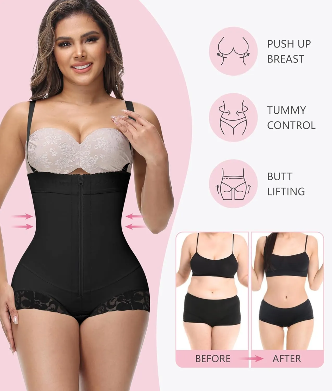 M MYODRESS Shapewear Tummy Control Fajas Colombianas Moldeadoras Girdles Body Shaper Butt Lift Tummy Tuck Compression Garment