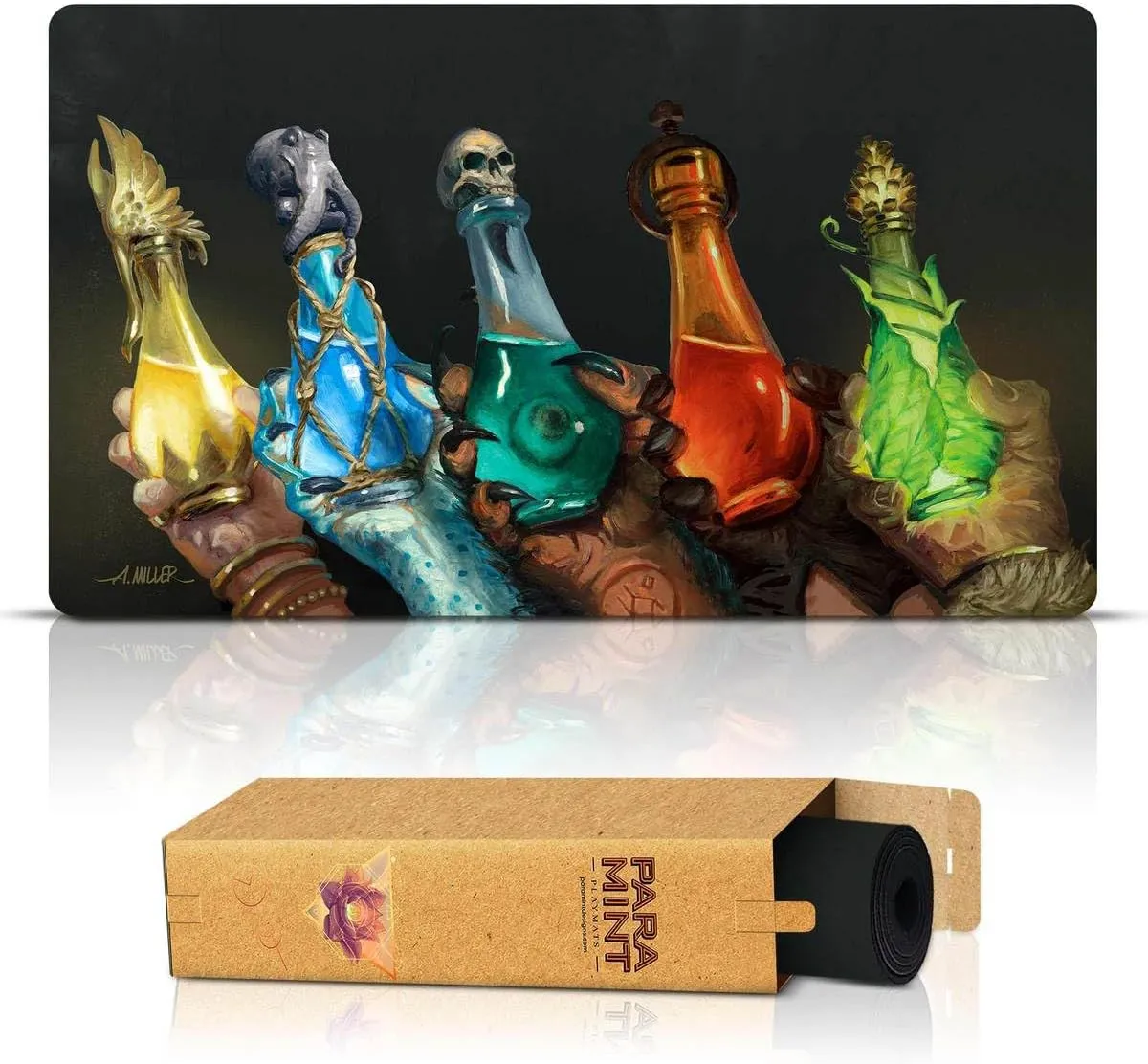 Mana Potions (Stitched) - MTG Playmat by Aaron Miller - Compatible with Magic The Gathering Playmat - Play MTG, YuGiOh, TCG - Original Play Mat Art Designs & Accessories