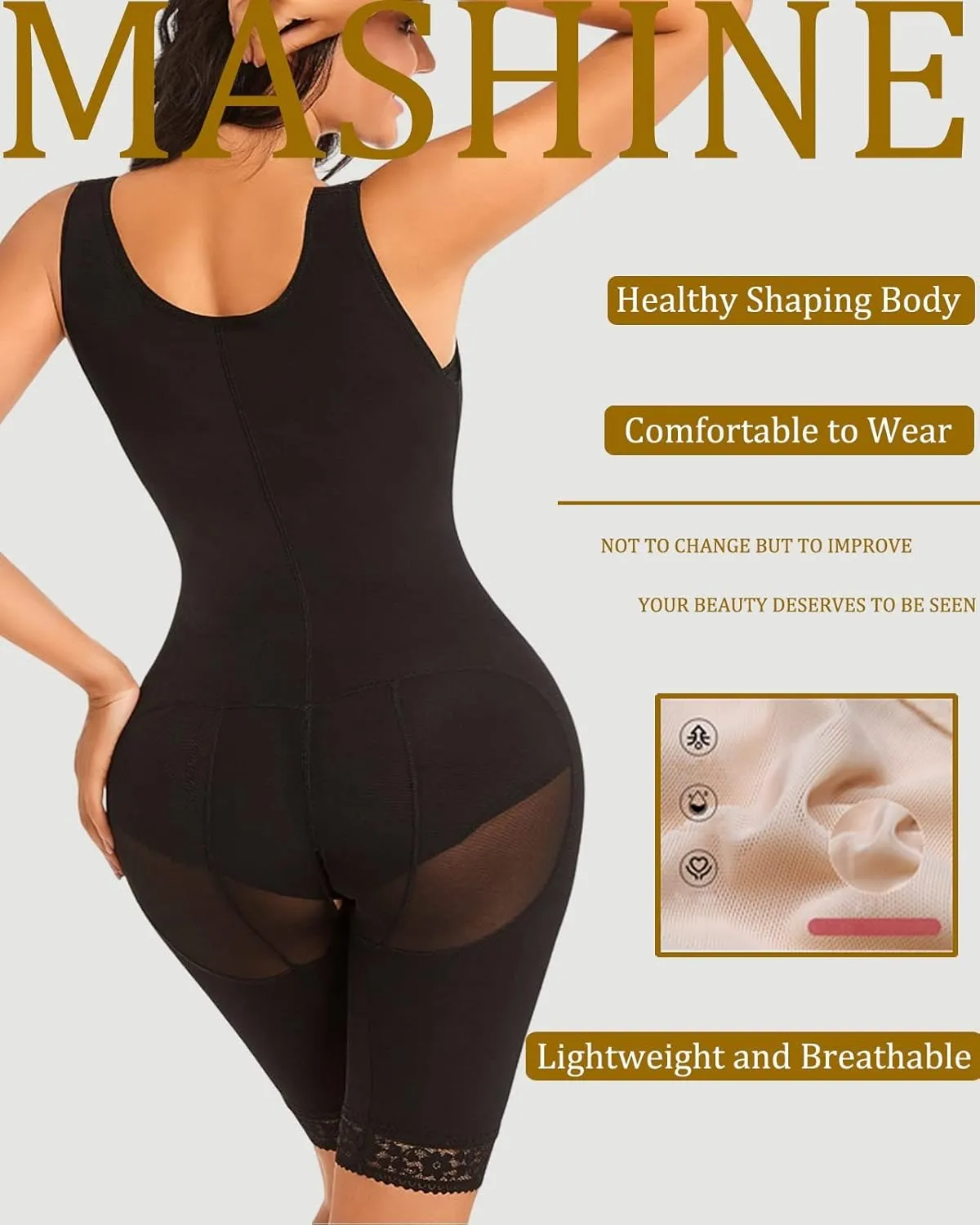 MASHINE Shapewear for Women Fajas Colombianas Tummy Control Body Shaper Compression Garments…