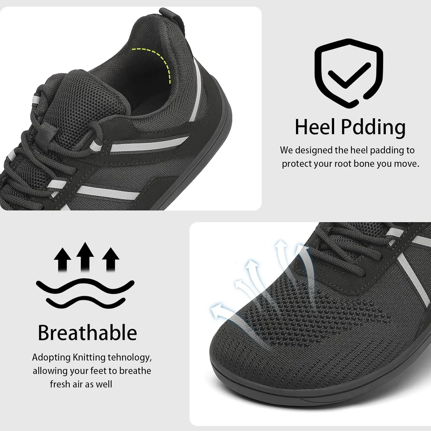 Men's Barefoot Walking Shoes | Wide Toe Box | Minimalist Cross-Trainer | Zero-Drop Sole | Non Slip Gym Workout Trail Running Sneakers