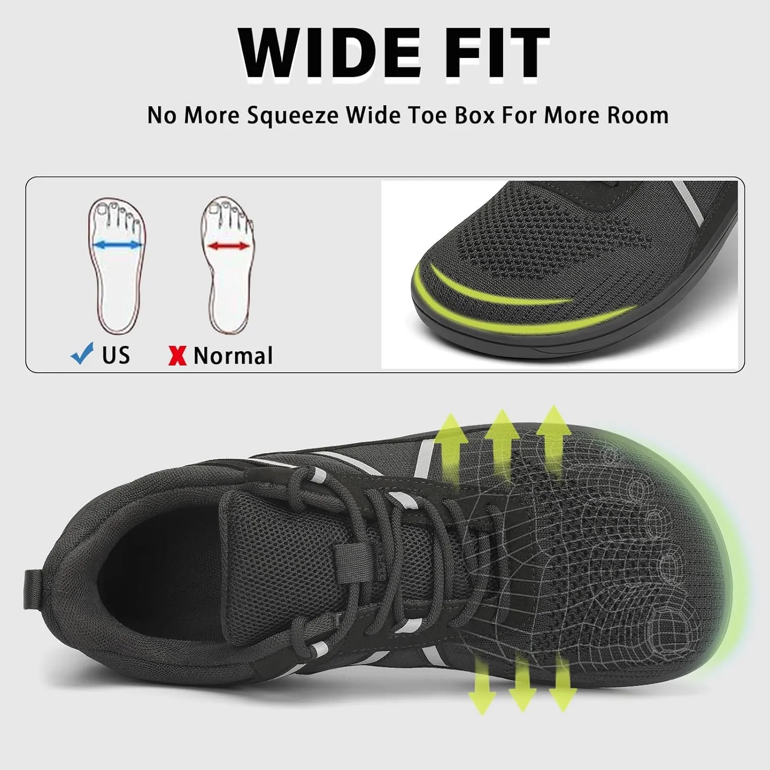 Men's Barefoot Walking Shoes | Wide Toe Box | Minimalist Cross-Trainer | Zero-Drop Sole | Non Slip Gym Workout Trail Running Sneakers