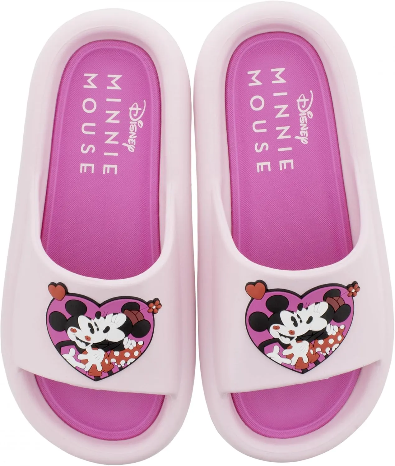 Mickey and Minnie in Love Women's Cloud Comfort Flip Flop Slides