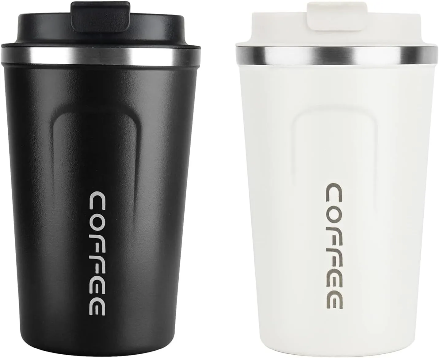 MOMSIV 2 pcs 12oz Travel Mug, Insulated Coffee Cup with Leakproof Lid, Vacuum Stainless Steel Double Walled Reusable Tumbler for Hot and Cold Water Coffee and Tea In Travel and Car