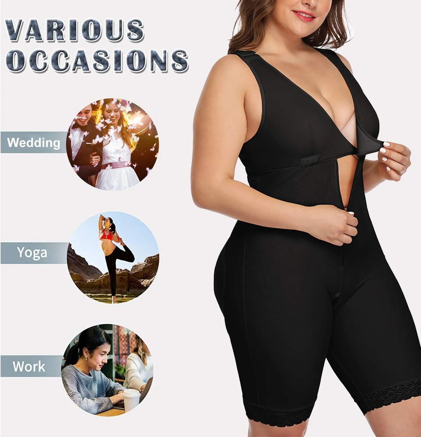 NonEcho Women Full Body Shapewear Open-Bust Underwear Waist Trainer Corset Seamless Slimming Bodysuit Butt Lifter Plus Size