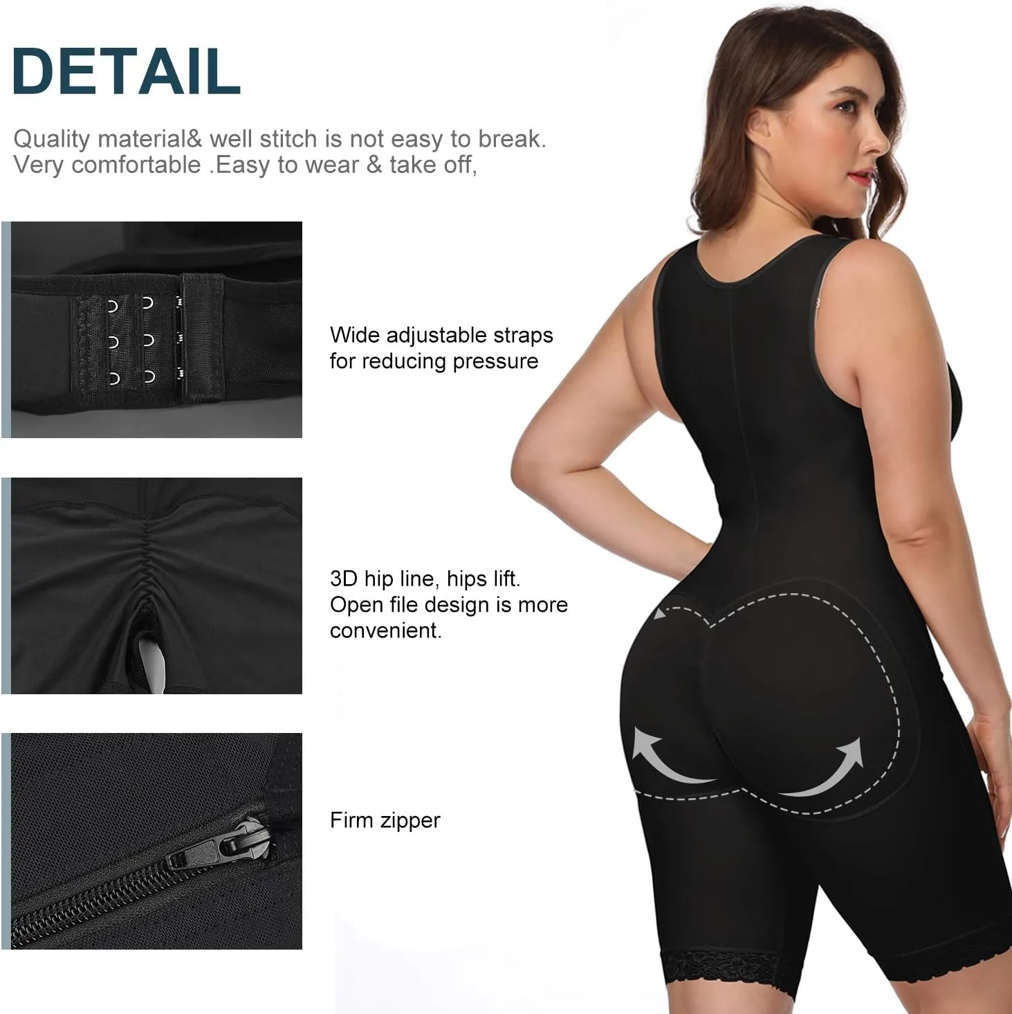 NonEcho Women Full Body Shapewear Open-Bust Underwear Waist Trainer Corset Seamless Slimming Bodysuit Butt Lifter Plus Size