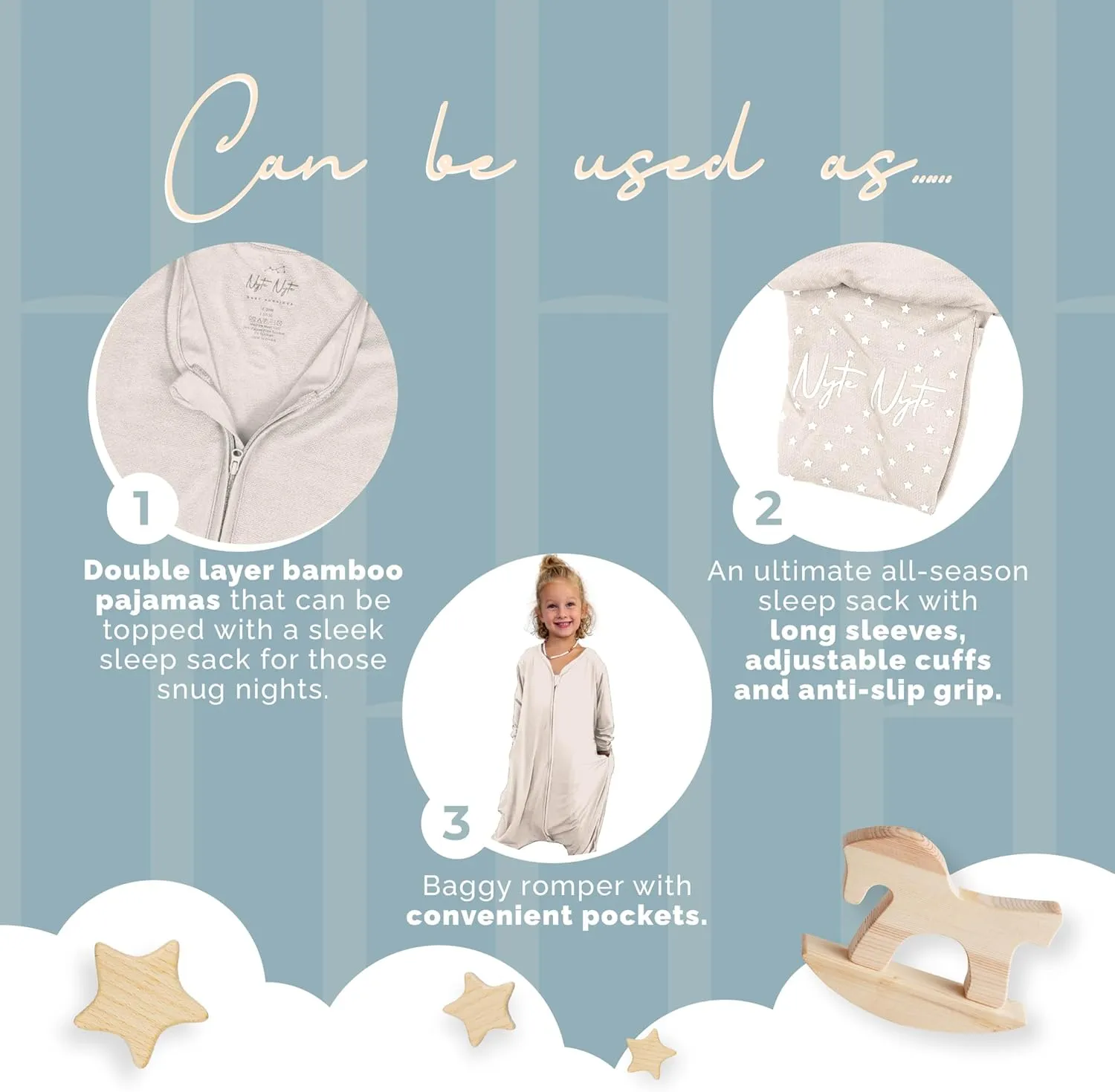 Nyte Nyte Baby- 0.5 TOG SnuggleSack Sleep Sack Rumper W Sleeves, Adjustable Feet Cuffs & Anti-Slip Grip