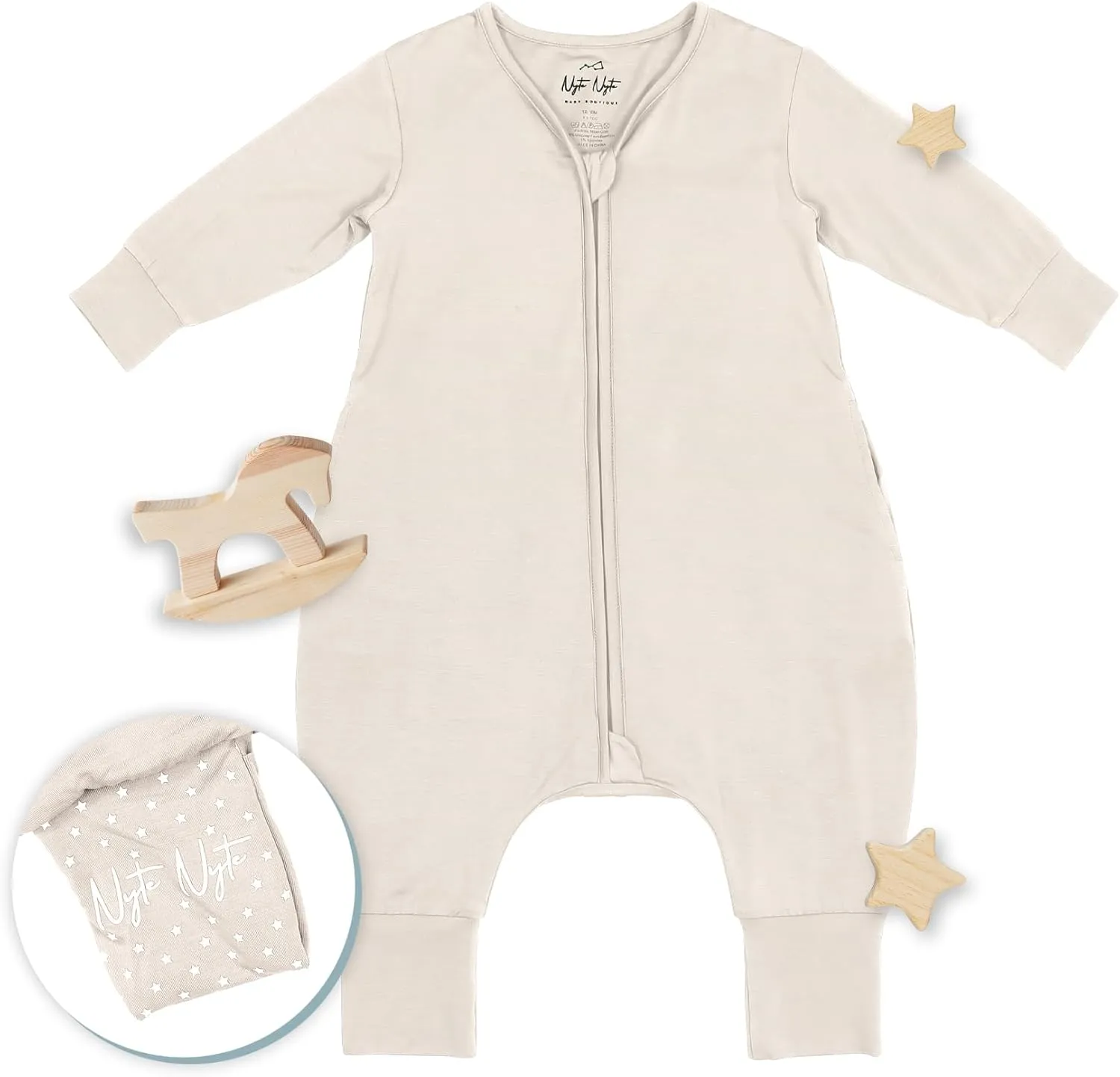 Nyte Nyte Baby- 0.5 TOG SnuggleSack Sleep Sack Rumper W Sleeves, Adjustable Feet Cuffs & Anti-Slip Grip