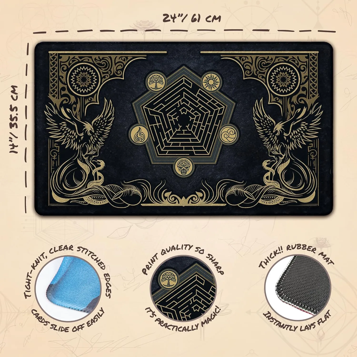 Oceanic Phoenix (Stitched) - MTG Playmat - Compatible with Magic The Gathering Playmat - Play MTG, YuGiOh, TCG - Original Play Mat Art Designs & Accessories